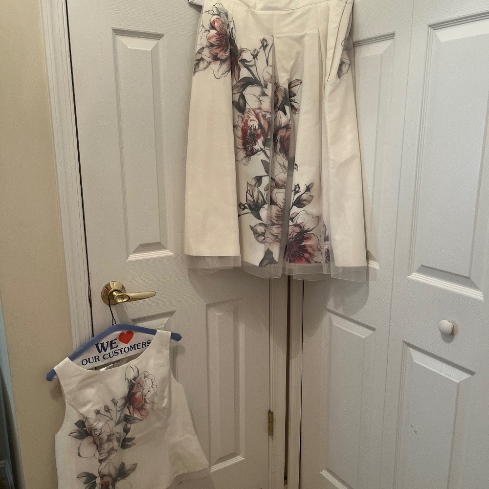 White House Black Market White Floral Skirt & Top